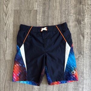 OP kids Dark Blue Swim Trunks with Vibrant Accents